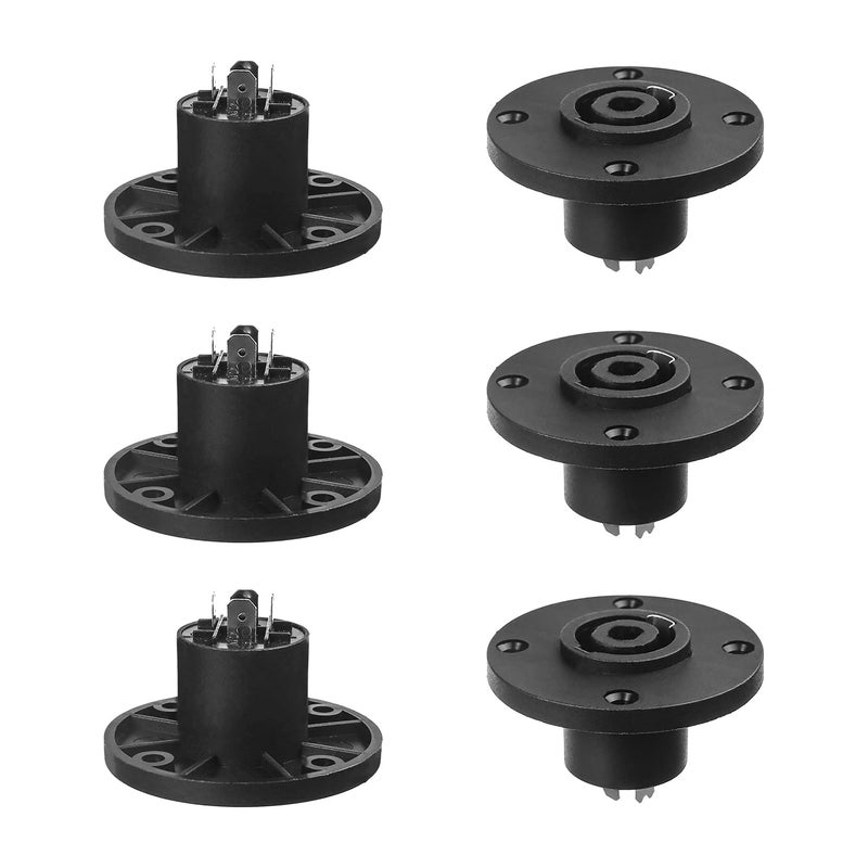 Fielect 6Pcs SpeakOn Panel Mount Socket Round, 4 Pole Audio Speaker Twist Lock Female Speakon LY-KNT041 - Image 1